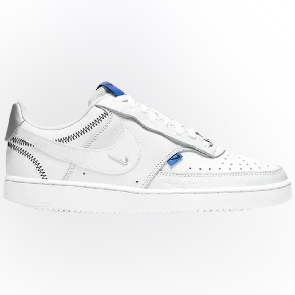 Women’s Nike Court Vision Low SE White Metallic Silver'
 Sneakers Size 8